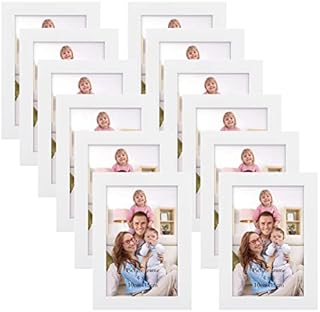 Giftgarden 6x4 Photo Frames Distressed Beige White Set of 12, Multi Rustic Wood Grain 4 by 6 Photo Frames Bulk for Wall or Tabletop Display