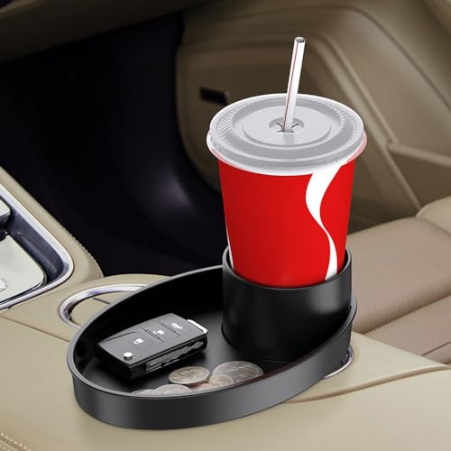 Image of Shkalacar Car Seat Snack Tray - Travel Tray Cup Holder for Kids Car Seat, with Plate Organizer Rotatable Carseat Cup Holder with Food Trays