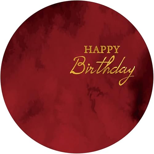 Miniatura 4 de DORCEV Cubierta redonda de fondo redondo con textura de mármol rojo, 7.2 pies, poliéster vino dorado, texto para fiesta de cumpleaños, fotografía de
