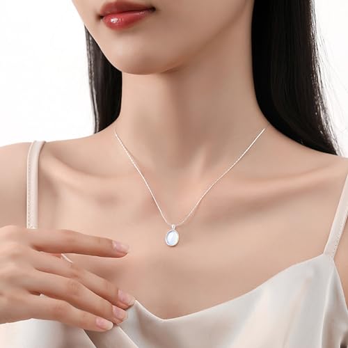 Moonstone Pendant Necklace for Women Blue Teardrop Pendant Necklace Aquamarine Obsidian Necklace Healing Crystal Necklace Snake Bone Chain Necklace Trendy Handmade Jewelry2