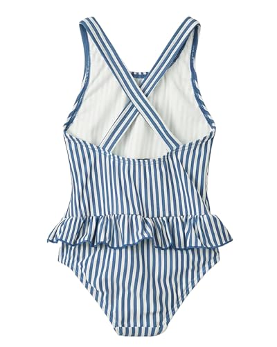 Image of Toddler Girls One Piece Swimsuits Crossback Backless Bathing Suit Whale Dolphin Shark Swimwear with Ruffle Butt UPF50+