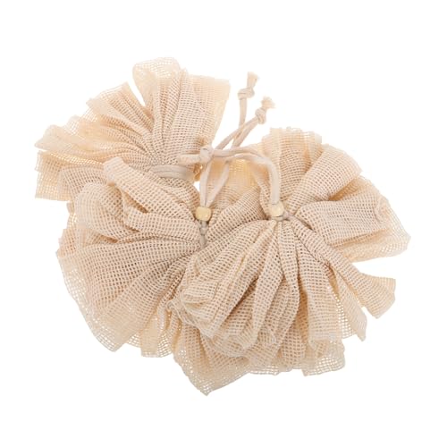 Healeved 3pcs Facial Cleansing Net Exfoliating Soap Bag for Shower Foaming Soap Bag Natural Sisal Material Body Wash Sponge Pad