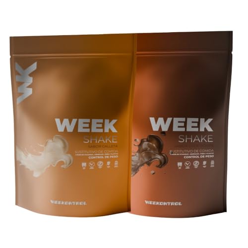 Weekontrol Pack 2 Sabores de Batidos Sustitutivos de Comida Week Shake con Alto Porcentaje de Proteína Vegetal. Batido Saciante para Mantener Peso
