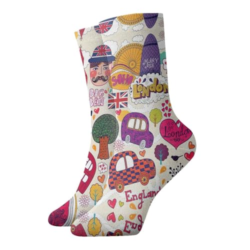 VCzsdff Calcetines de felpa para casa y oficina de periódicos escolares en inglés, cómodos y antideslizantes para comodidad en interiores
