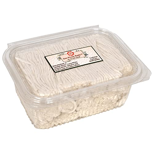 Om Phool Batti Long Cotton Wicks for Diya, Lambi Batti for Puja, (Pack of 1, White) (1500)