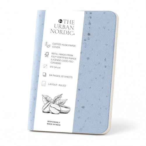 Image of 5 Pack I Eco-Friendly Coffee Husk A6 Business Pad Dairy I 320 Smooth Single Lines Pages I Ideal for Students and Professionals (Celestial Blue)