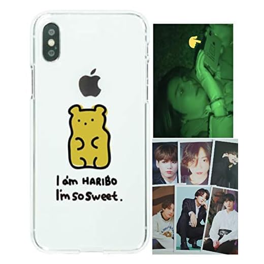 B-TS iPhone case Jungkook + Photocard, Compatible with X/XS, XS Max, XR, 8/7, 8 Plus/7 Plus, 6/6S, 6 Plus/6S Plus, Cute Bear Pattern for Army (iPhone XR(Big Bear))