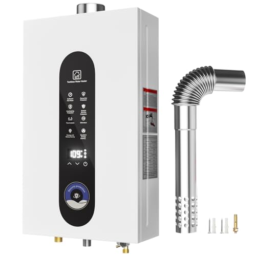 Natural Gas Tankless Water Heater, 16L Instant Hot Water Heater with Fahrenheit Digital Display...