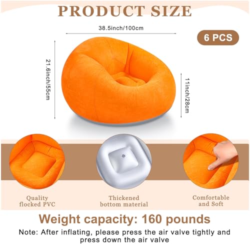Image of Realspring 6 Pcs Inflatable Bean Bag Chair, Air Pump,Colorful | Electric Pump for Inflation, Foldable Blow up Chairs for Outdoor Movie Seating, Portable Sofa for Adults Camping