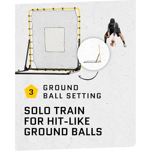 Image of SKLZ Fielding Trainer - Baseball, Softball & Volleyball Rebounder Net. Enhanced Solo Fielding Practice for Skill Development. High-Performance Multi-Sport, Portable, 3 Ball Return Angles, 4x4.5 Feet