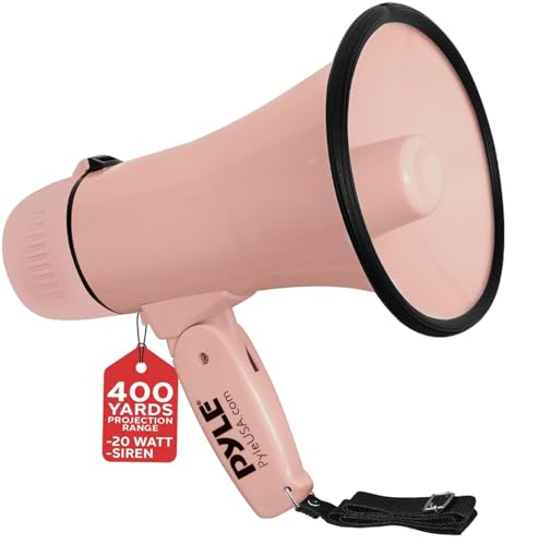 Pyle Megaphon mit Sirene & Mikrofon, Signalhorn 20 Watt mit Lautsprecher, Schultergurt, Aufnahmefunktion & Aux-Anschluss, Mini Megafon Kinder & Erwachsene, Robustes Tröte Faltbar...