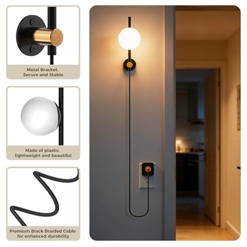 Image of JandCase Night Lights Plug into Wall, 2 Pack 3000K Round Milky Night Light | 1.5M Braided Cord, 0-100 LM Adjustable Plug in Nightlight, Auto Light Sensor, Flexible Placement for Bedroom, Bathroom