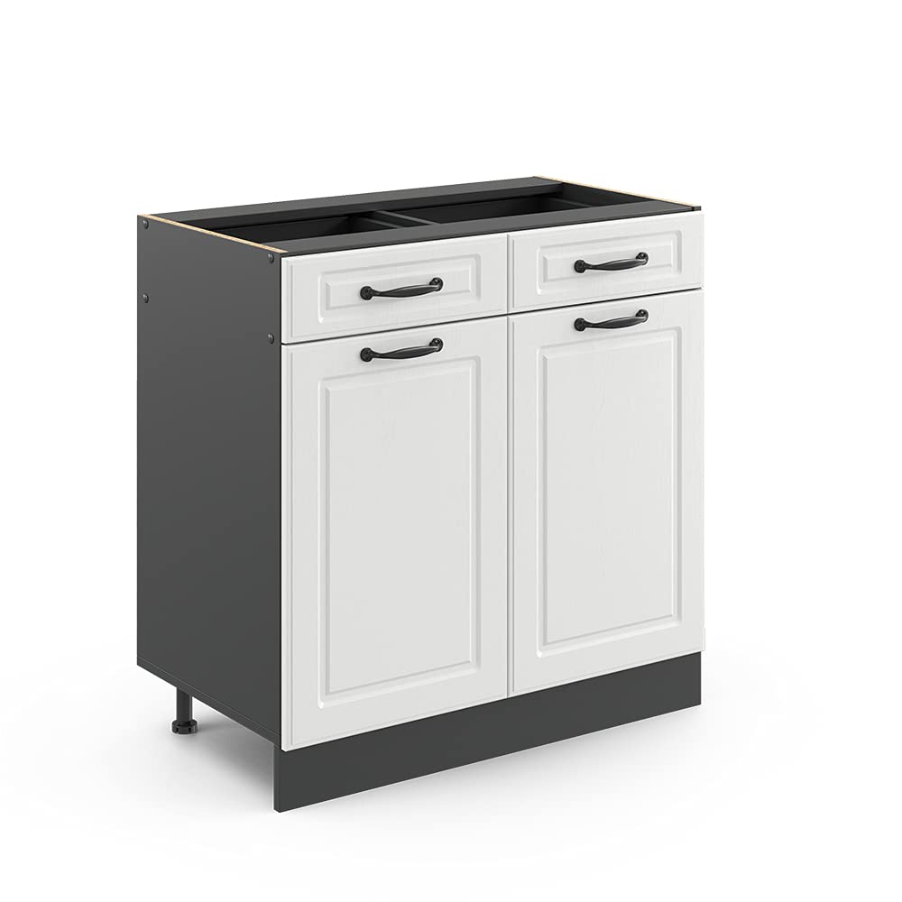 Vicco Mobiletto base per cucina R-Line, Bianco rustico, 80 cm senza piano di lavoro, per la libera combinazione all'interno di sistemi cucina modulari