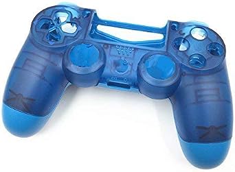Full Housing Shell Case Cover with Buttons for PS4 Slim Pro 4.0 JDS-040 JDM-040 Wireless Controller (Clear Blue)