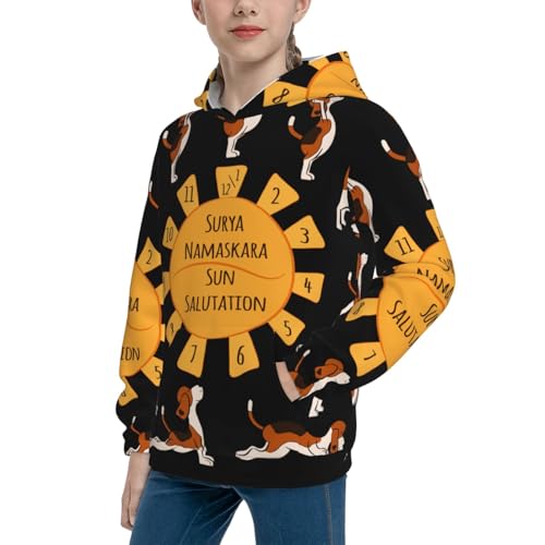 Beagle ​​Doing Yoga Kid Hoodies Boys Sweatshirts Girls Pullover with Pocket2