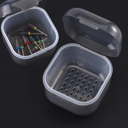 Caixa esterilizadora de ferramentas de unhas, recipiente desinfetante de plástico para ferramentas de acessórios de arte de unhas, estojo de limpeza portátil de brocas de unha, caixa de imersão com