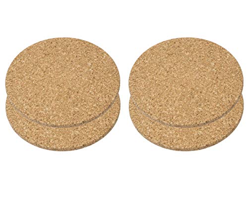 Salvamanteles de corcho, 19,5 cm de diámetro, 1 cm de alto, alta calidad, acabado fino - 4 unidades Cover