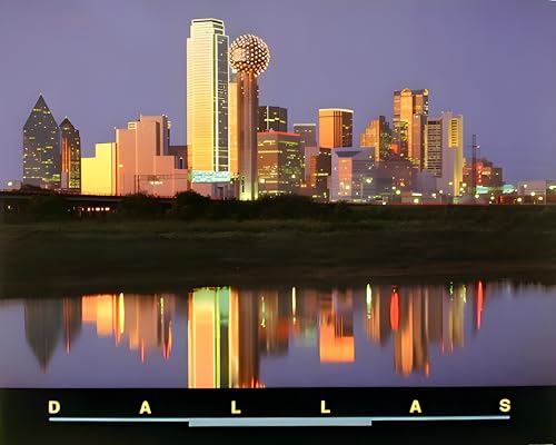 Impact Posters Gallery Dallas Texas at Night Skyline Downtown City Wall Decor Art Prints Poster (16x20)