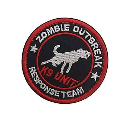 Veelkrom Zombie Outbreak Response Team K9 Unit Police Dog Fastener Patch Embroidered Army Swat Morale Hook And The Loop Backing Tactial Badge Swat For Service Animal Vest #TOP3
