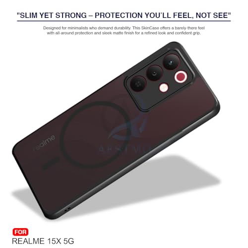 Image of AESTMO Realme 15X / C85 / Narzo 90X 5G Back Cover | 360 Protection | Matte Frosted Hard Back Translucent | Compatible with MagSafe Accessories (Magsaf Matte Case, MagSafe Matte Hard Black Bumber)