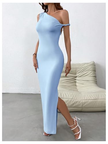 Image of Milumia Women's One Shoulder Formal Long Dress Asymmetrical Sleeveless Bodycon Cocktai Dresses