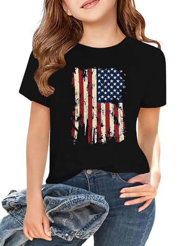 Image of ZDC Girls' Short Sleeve Shirts Kids Crewneck T-Shirts Summer Tops Basic Tees 5-14 Years