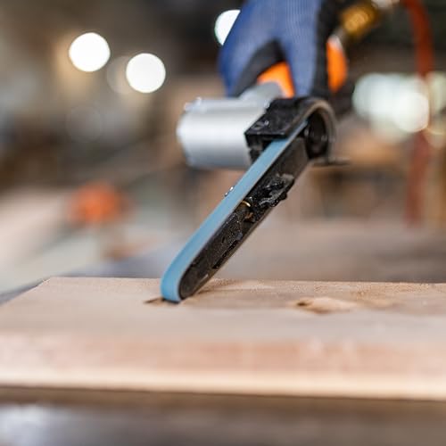 Image of Air Belt Sander 3 /8 inch x 13 inch Belt Size Pneumatic Tool with 12pc Belts (#40, #60, #80 & #120), Good for Deburring, Sanding and Finishing (3 /8 inch x 13 inch Sander)