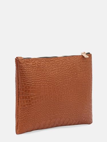 Image of Bagsy Malone Bucket Shaped Tote Bag -Set of 2 | Handcrafted Side Tote Bag for Office and College(Croco Tan)
