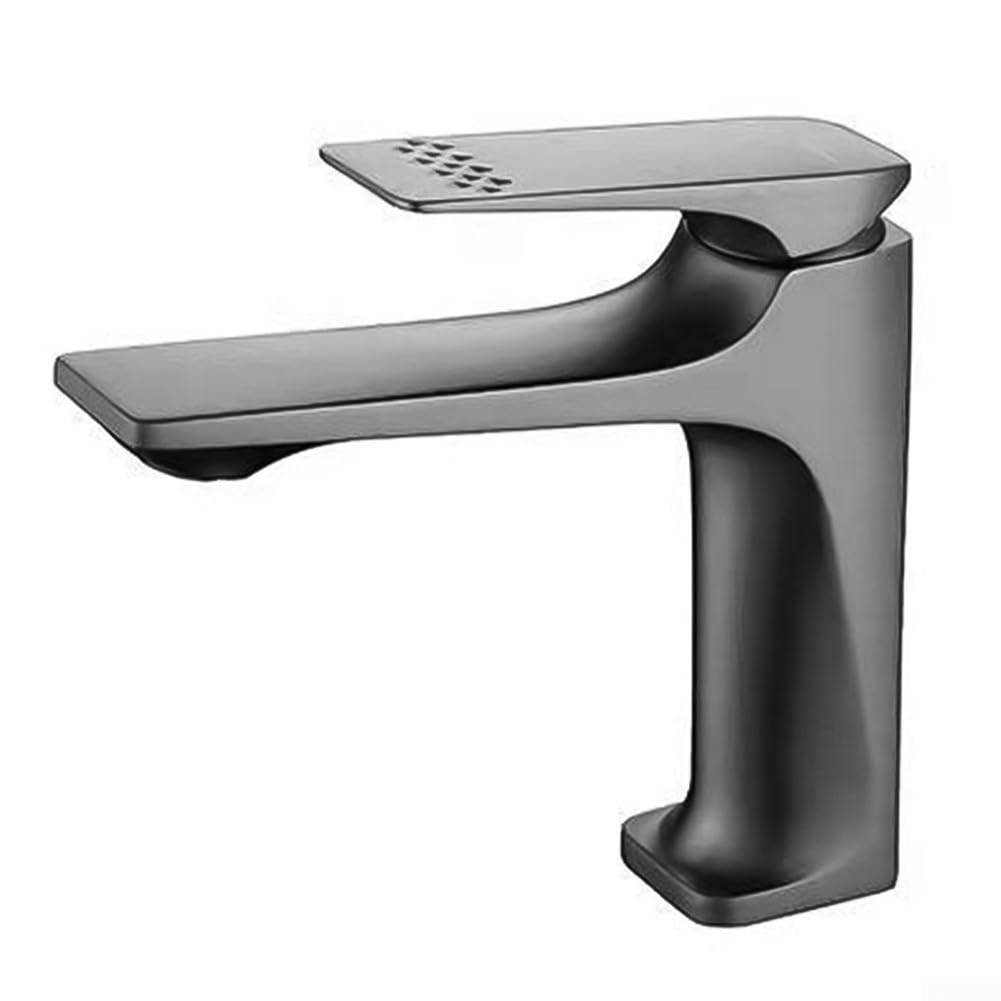 SOHNVWTGD Sink Basin Faucet Aesthetic Enhancement, Hot Cold Mixer Tap for Bathroom Sink, Brass Vanity Basin Faucet(Silver)
