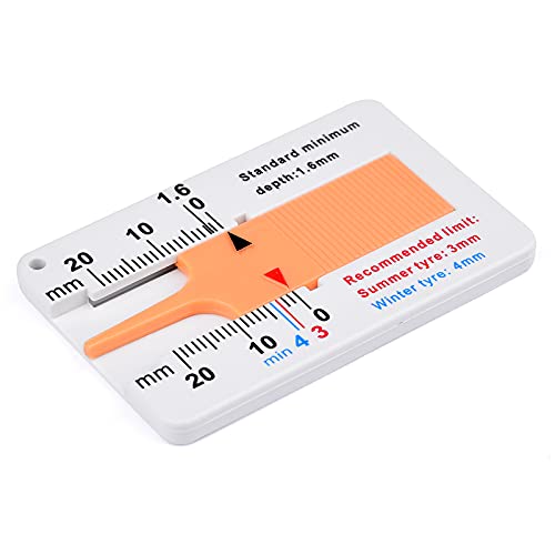 WEAVERBIRD Profiltiefenmesser 0-20 mm Kunststoff Reifenprofil Tiefenmesser Tragbares Reifenprofil-Tiefenmessgerät für Auto-Motorrad-Anhängerrad, gelb