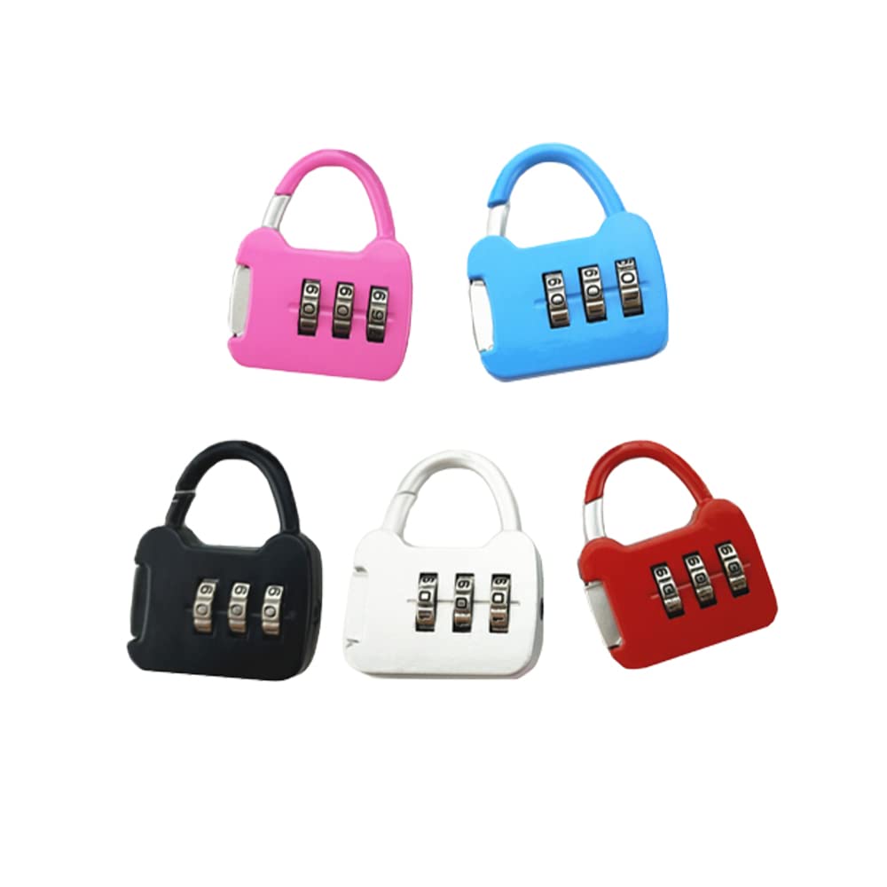 Five-Color Mini Password Padlock Pull Rod Case Combination Lock Cabinet Lock Backpack Zipper Lock Portable Color Lock Storage and Outdoor Hardware Accessories