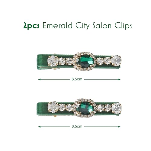 Scunci by Conair Wicked Emerald City Rhinestone Salon Clips - 2pk Hair Clips for Women - Glamorous, Luxurious, Elegant - Green Velvet & Stone Design - Limited Edition - image 3