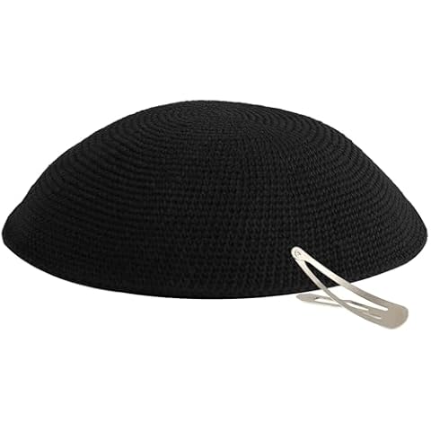 Zion Judaica Knit Quality Kippah Bulk Packs Kippot or Single Kippahs Free Kippa Hair Clips Included (1PC, Black) Cover