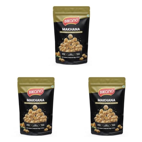 Image of Bikano Makhana Jalapeno & Cheese 50g | Prepared in Olive Oil | Roasted Foxnuts | Crunchy Spicy-Cheesy Snack | Anytime Munch | Travel-Friendly Pack (Pack of 3)