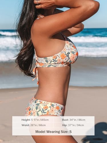 Image of CUPSHE Bikini Set for Women Two Piece Swimsuits V Neck Low Rise Crisscross Back Self Tie Spaghetti Straps
