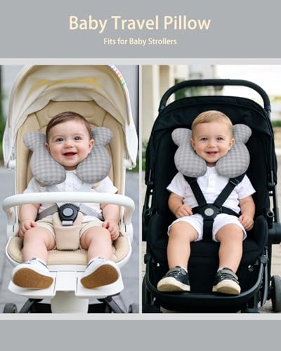 Image of KAKIBLIN Baby Travel Pillow, Upgraded Baby Neck Pillows for Car Seat, Infant Neck Support Pillow for Head and Neck,Newborn Head Support for Car Seat,Pushchair
