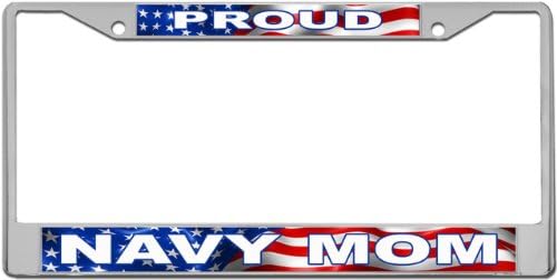 Redeye Laserworks Proud - Navy Mom Custom License Plate Metal Frame from