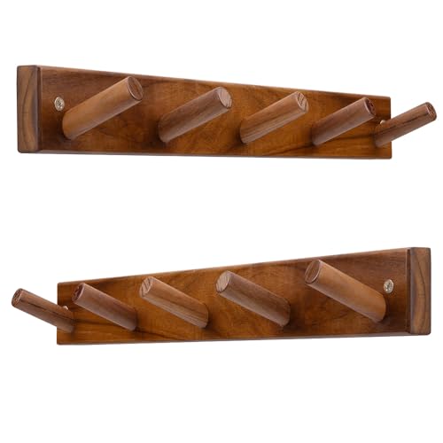 chiumay Natural Teak Wood Wall Hooks(Set of 2) – Rustic