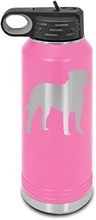 Bullmastiff Laser Engraved Water Bottle Customizable Polar Camel Stainless Steel with Straw - Dog Canine pet Pink 32 oz