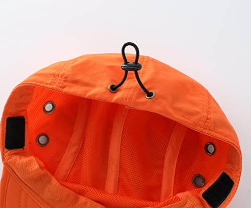 Magracy Men's Summer UPF 50+ Fishing Cap with Neck Flap Sun Protection Quick Dry Orange - Image 7