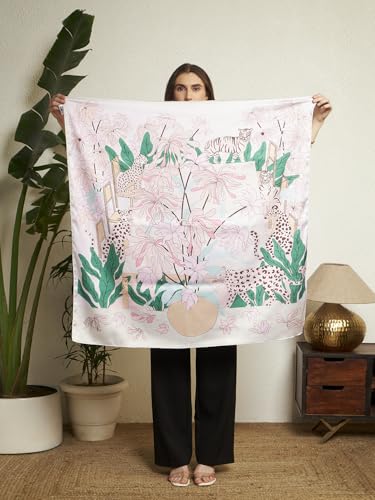 Image of Ravaiyaa - Attitude is everything Women Silk Digital Print Large Square Scarf Breathable Lightweight Neckerchief Printed Headscarf 40 inch x 40 inch Inch