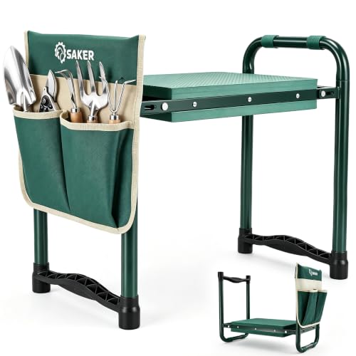 Image of Saker Garden Kneeler and Seat-Garden Kneeler Gardening Bench Garden Stool with Heavy Duty 400LB Support, Foldable Garden Seat for Planting Weeding,Practical Gardening Accessories for Seniors