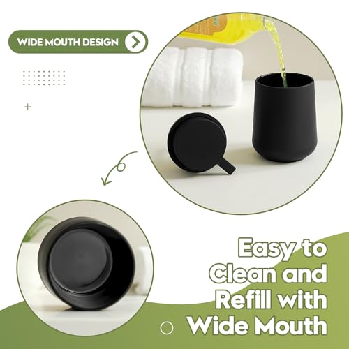 Image of YAUKPH Matte Black Liquid Hand Soap Dispenser Plastic 11 oz - Modern Minimalist Style for Bathroom & Kitchen Countertop Refillable