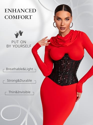 Image of Mesh Corset Waist Trainer for Women - Underbust Corset Lace Up - Waist Cincher Shapewear - Body Shaper