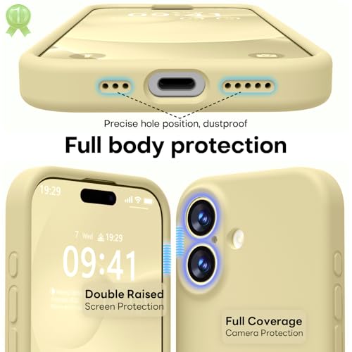 Image of LOVE 3000 Designed for iPhone 17 Case, Premium Silicone [Compatible with Magsafe][Soft Anti-Scratch Microfiber Lining] Shockproof Protective Phone Case for Men Women 6.3 inch, Creamy Yellow