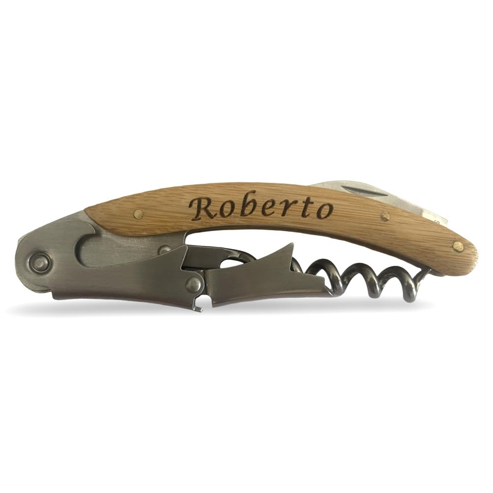 regalo grabado - Sacacorchos Profesional Personalizado | Bambú Natural | Sacacorchos Personalizado y la Caja Tambien | Estuche Eco-Friendly de Bambu | Regalo Cumpleaños, Padre, Evento