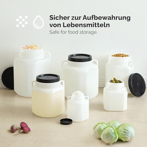 Garronda 5 Liter BPA-freies quadratisches Fass und Futtertonne Weithalsfass Wassertank und Behälter mit Deckel für Sauerkraut sowie Surfass Pökelfass für Fleisch GD-0088, Weiß