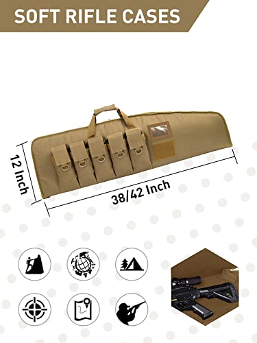 Dentoyou Soft-Rifle-Case Scoped-Range Gun-Bag Shooting-Storage - With 5 Pouches Heavy Duty Rifle Bag For Hunting Sports Transpo Khaki 42 Inch #TOP1