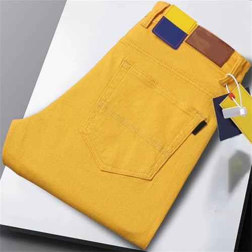 Men's Slim Jeans Classic Straight Stretch Elastic Denim Pants Skinny Colorful Trousers4