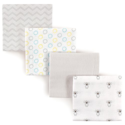 Image of Luvable Friends Unisex Baby Cotton Flannel Receiving Blankets, Koala 4-Pack, One Size